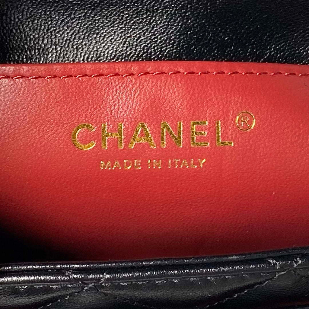 Chanel AS4992 Mini Flap Bag with Top Handle Shiny Lambskin & Gold-Tone Metal Black