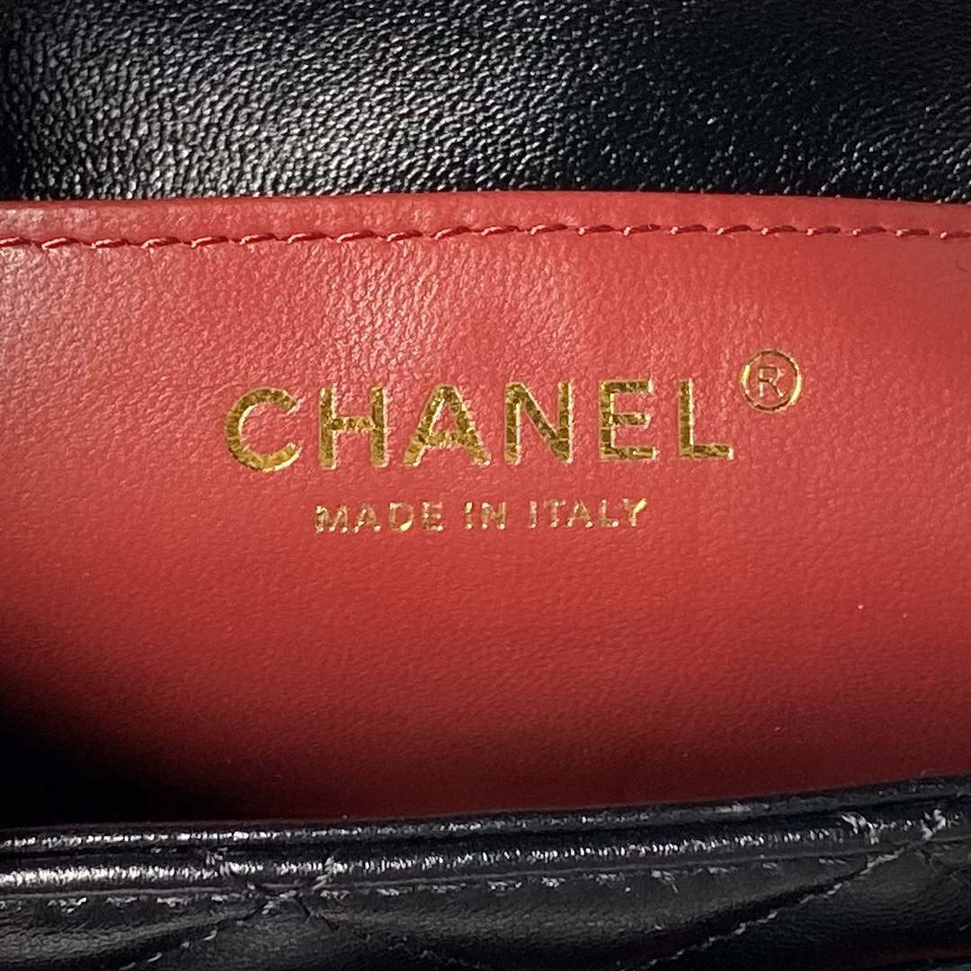 Chanel AS4992 Mini Flap Bag with Top Handle Shiny Lambskin & Gold-Tone Metal Black - Default Title - View 9