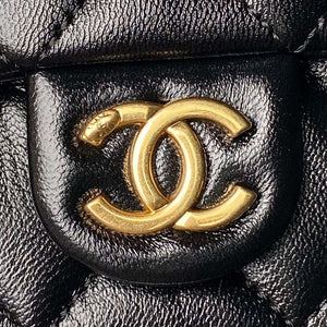 Chanel AS4993 Flap Bag with Top Handle Shiny Lambskin & Gold-Tone Metal Black - Default Title - View 3