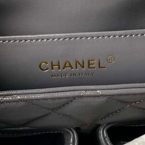 Chanel AS4993 Flap Bag with Top Handle Shiny Lambskin & Gold-Tone Metal Gray - Default Title - View 8