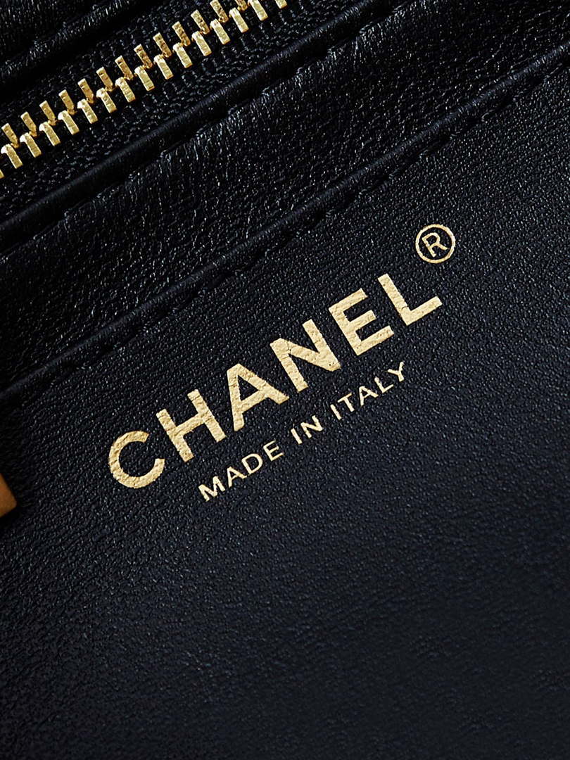 Chanel AS4997 Flap Bag with top Handle Shiny Lambskin  Imitation Pearls & Gold-Tone Metal Black