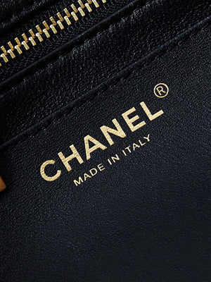 Chanel AS4997 Flap Bag with top Handle Shiny Lambskin  Imitation Pearls & Gold-Tone Metal Black - Default Title - View 8