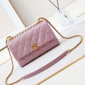 Chanel AS4997 Flap Bag with top Handle Shiny Lambskin  Imitation Pearls & Gold-Tone Metal Pink - Default Title - View 1