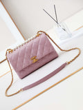 Chanel AS4997 Flap Bag with top Handle Shiny Lambskin  Imitation Pearls & Gold-Tone Metal Pink