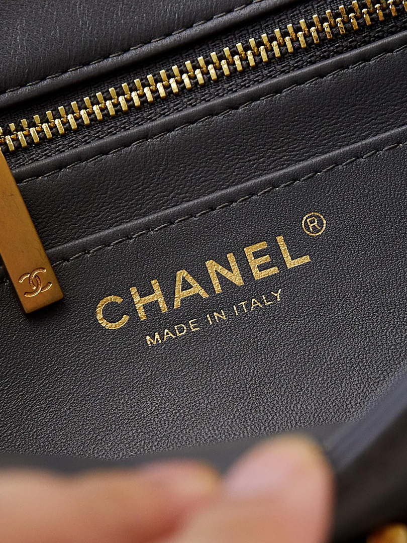 Chanel AS4997 Flap Bag with top Handle Shiny Lambskin  Imitation Pearls & Gold-Tone Metal Gray - Default Title - View 8