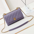 Chanel AS4997 Flap Bag with top Handle Shiny Lambskin  Imitation Pearls & Gold-Tone Metal Purple - Default Title - View 1