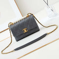 Chanel AS5001 Mini Flap Bag with top Handle Shiny Lambskin  Imitation Pearls & Gold-Tone Metal Grey - Default Title - View 1