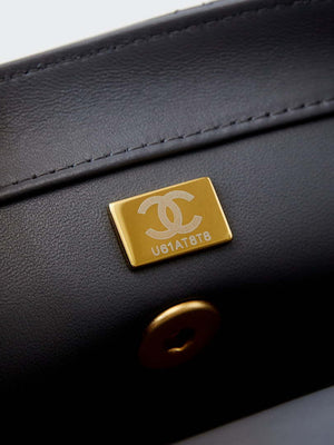 Chanel AS5001 Mini Flap Bag with top Handle Shiny Lambskin  Imitation Pearls & Gold-Tone Metal Grey - Default Title - View 9