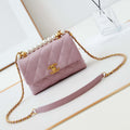 Chanel AS5001 Mini Flap Bag with top Handle Shiny Lambskin  Imitation Pearls & Gold-Tone Metal Pink - Default Title - View 1