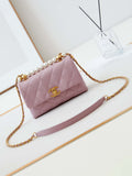 Chanel AS5001 Mini Flap Bag with top Handle Shiny Lambskin  Imitation Pearls & Gold-Tone Metal Pink