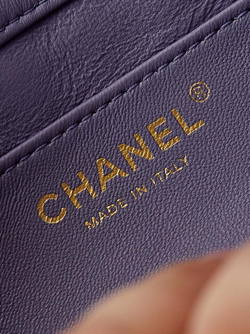Chanel AS5001 Mini Flap Bag with top Handle Shiny Lambskin  Imitation Pearls & Gold-Tone Metal Purple - Default Title - View 8