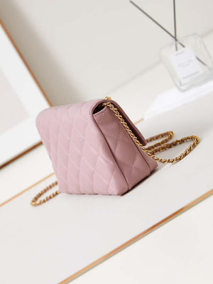Chanel AS5011 Flap bag Shiny Lambskin Imitation Pearls & Gold-Tone Metal Pink - Default Title - View 4