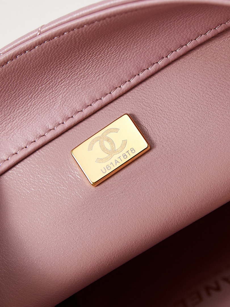Chanel AS5011 Flap bag Shiny Lambskin Imitation Pearls & Gold-Tone Metal Pink - Default Title - View 9