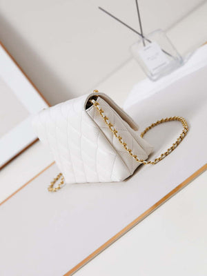 Chanel AS5011 Flap bag Shiny Lambskin Imitation Pearls & Gold-Tone Metal White - Default Title - View 4