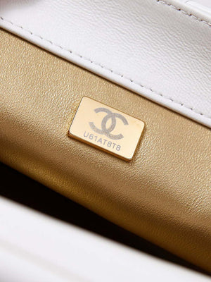 Chanel AS5011 Flap bag Shiny Lambskin Imitation Pearls & Gold-Tone Metal White - Default Title - View 9