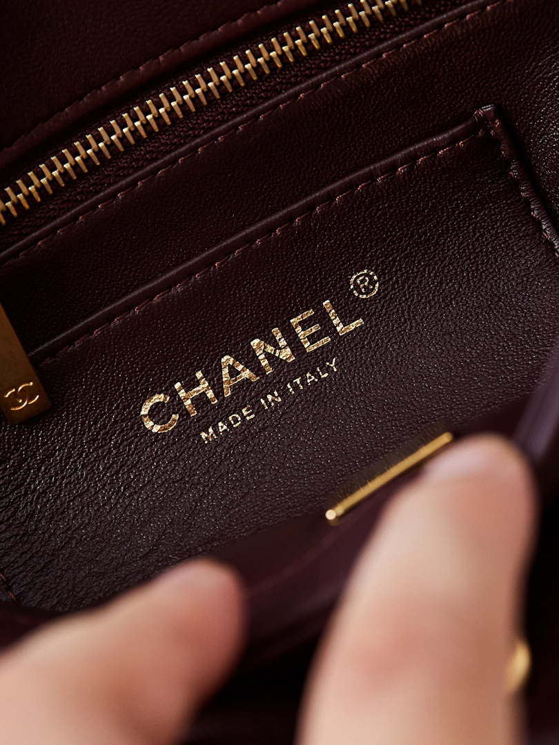 Chanel AS5011 Flap bag Shiny Lambskin Imitation Pearls & Gold-Tone Metal Wine Red - Default Title - View 8