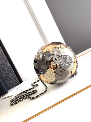 Chanel AS5013 Evening Sphere Minaudiere Strass & Black Metal Black - Default Title - View 1