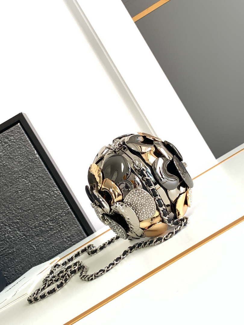 Chanel AS5013 Evening Sphere Minaudiere Strass & Black Metal Black - Default Title - View 2