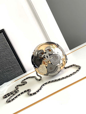 Chanel AS5013 Evening Sphere Minaudiere Strass & Black Metal Black - Default Title - View 3