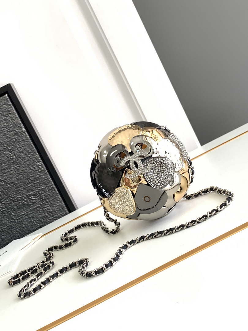 Chanel AS5013 Evening Sphere Minaudiere Strass & Black Metal Black - Default Title - View 3