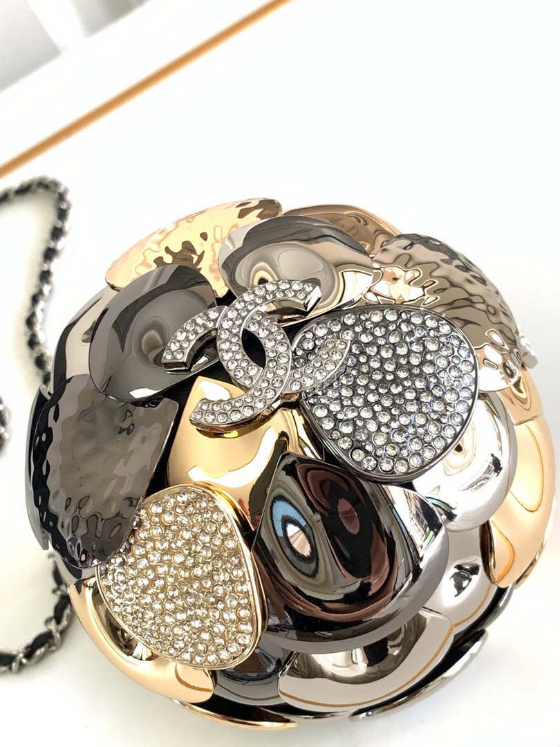 Chanel AS5013 Evening Sphere Minaudiere Strass & Black Metal Black
