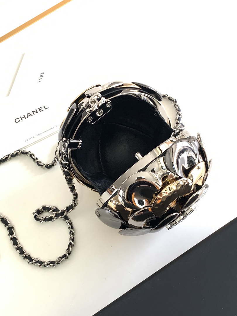 Chanel AS5013 Evening Sphere Minaudiere Strass & Black Metal Black