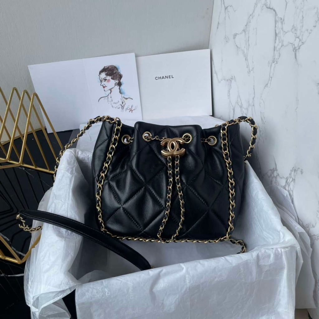 Chanel AS5094 Shopping bag Bucket Drawstring 24c Bag Black