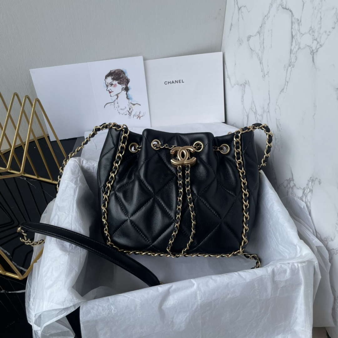 Chanel AS5094 Shopping bag Bucket Drawstring 24c Bag Black - Default Title - View 1