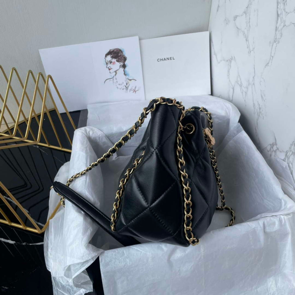 Chanel AS5094 Shopping bag Bucket Drawstring 24c Bag Black
