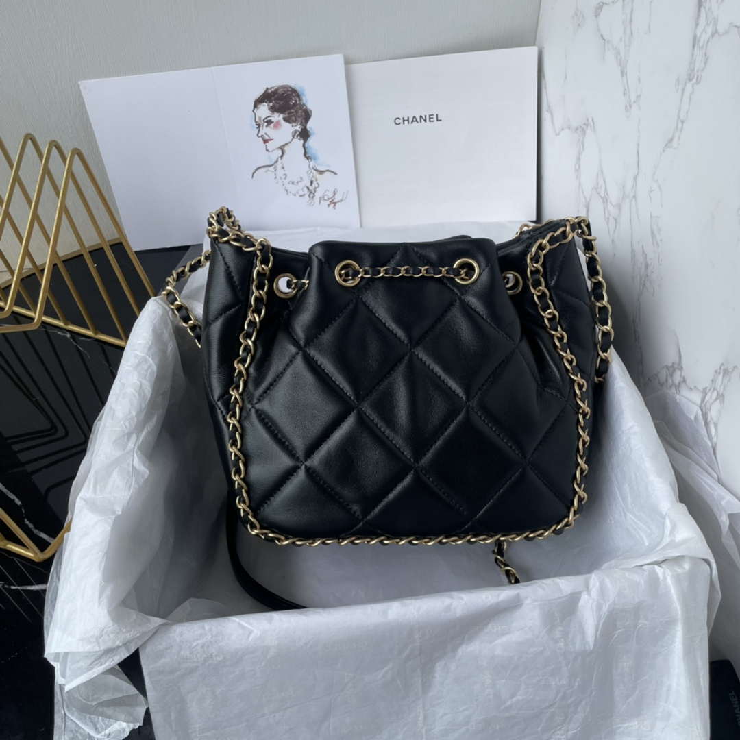 Chanel AS5094 Shopping bag Bucket Drawstring 24c Bag Black