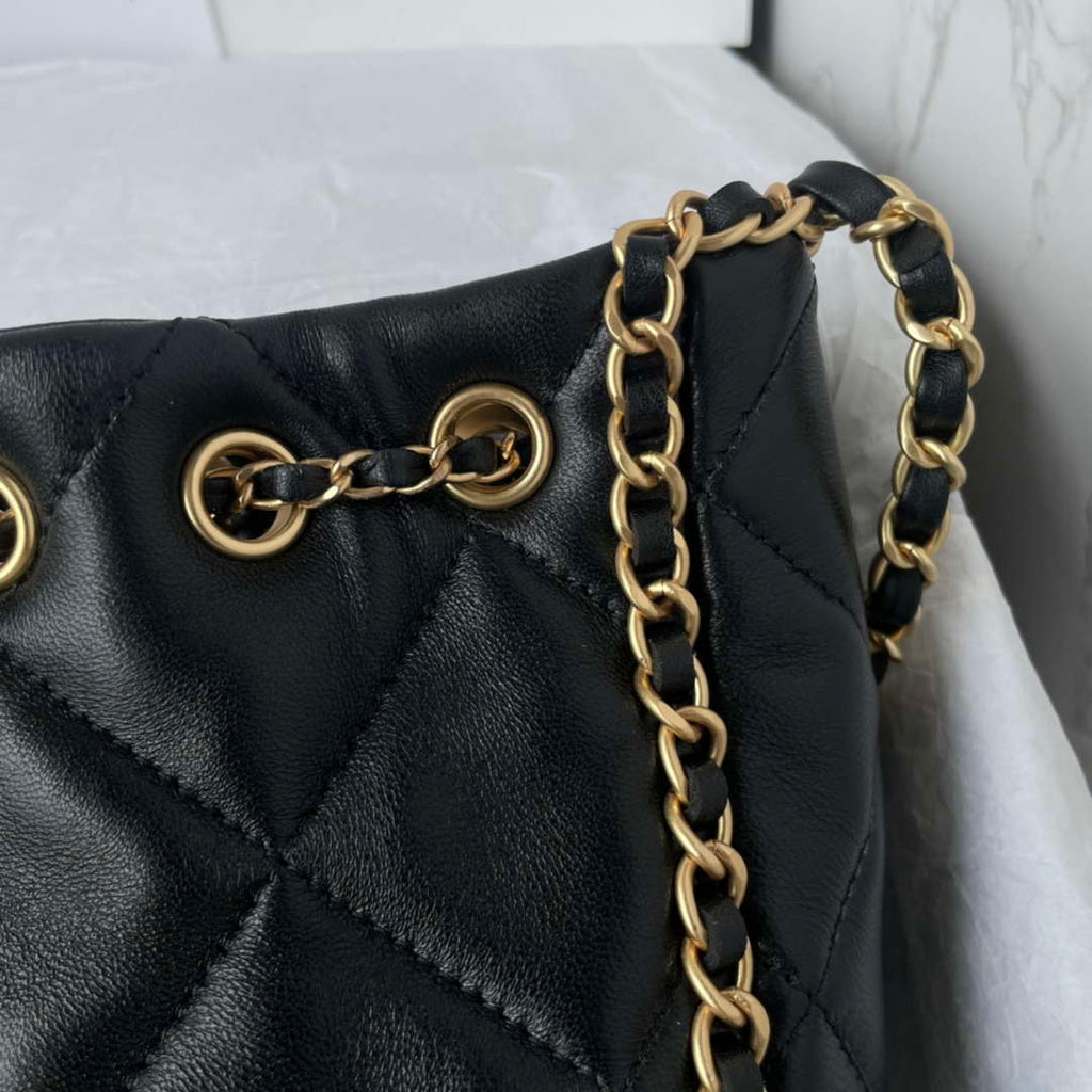 Chanel AS5094 Shopping bag Bucket Drawstring 24c Bag Black