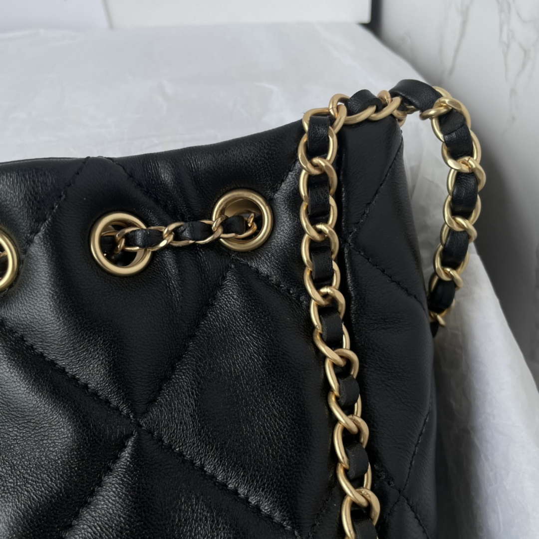 Chanel AS5094 Shopping bag Bucket Drawstring 24c Bag Black