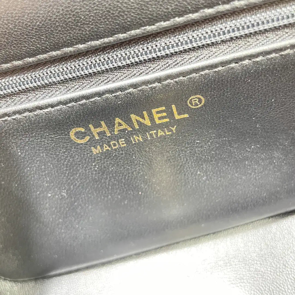 Chanel AS5148 Mini Flap Bag Shearling Lambskin & Gold-Tone Metal Black
