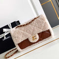 Chanel AS5149 Flap Bag Shearling Lambskin & Gold-Tone Metal Beige & Brown - Default Title - View 1
