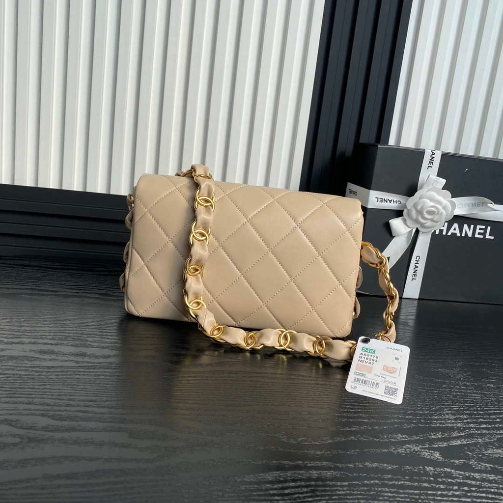 Chanel AS5176 Flap Bag 24K Lambskin Apricot