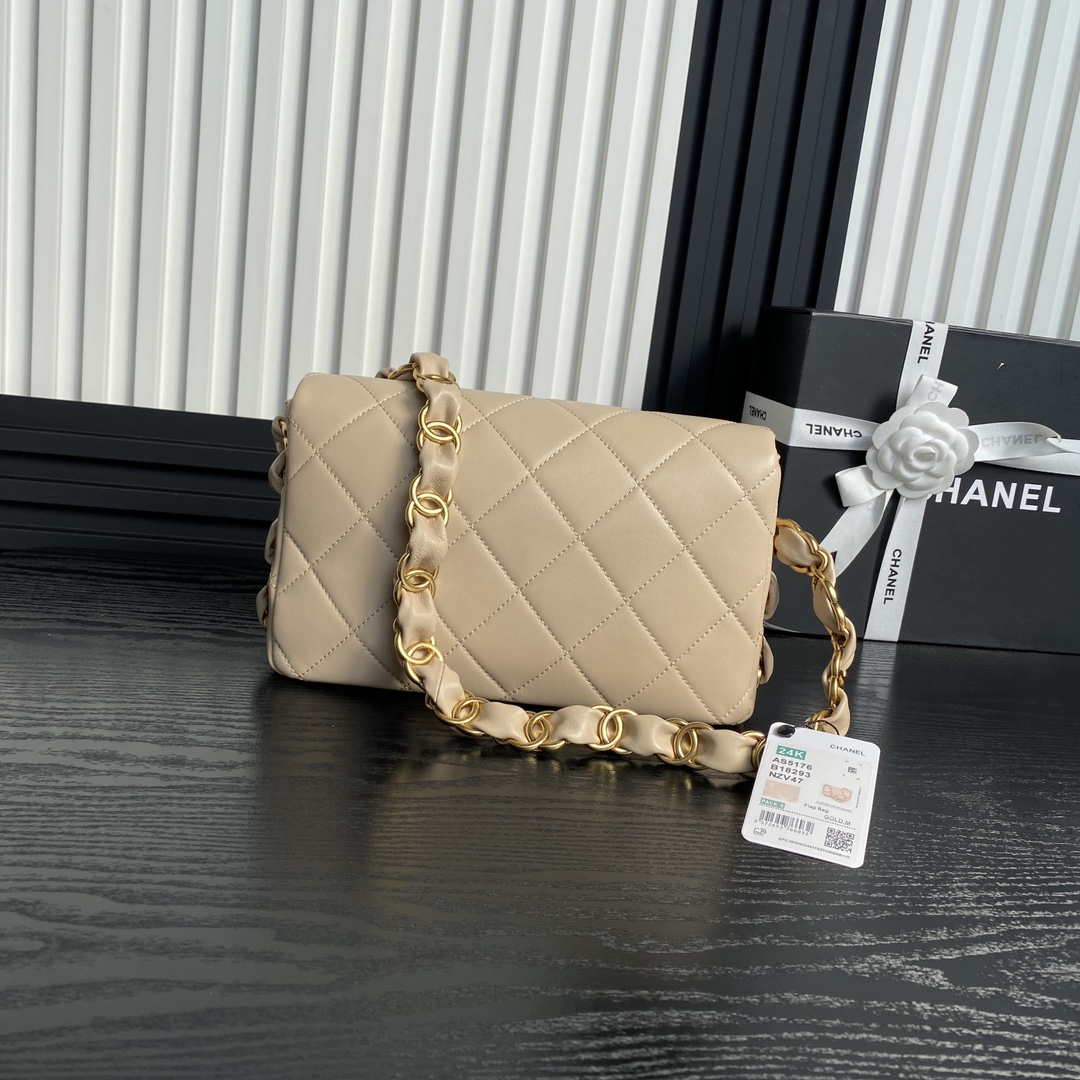 Chanel AS5176 Flap Bag 24K Lambskin Apricot