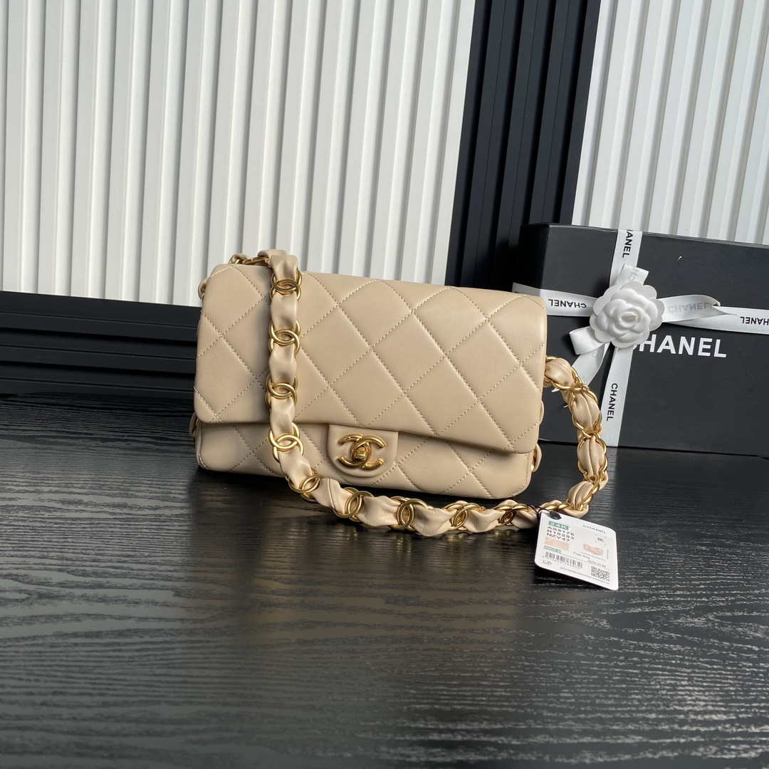 Chanel AS5176 Flap Bag 24K Lambskin Apricot