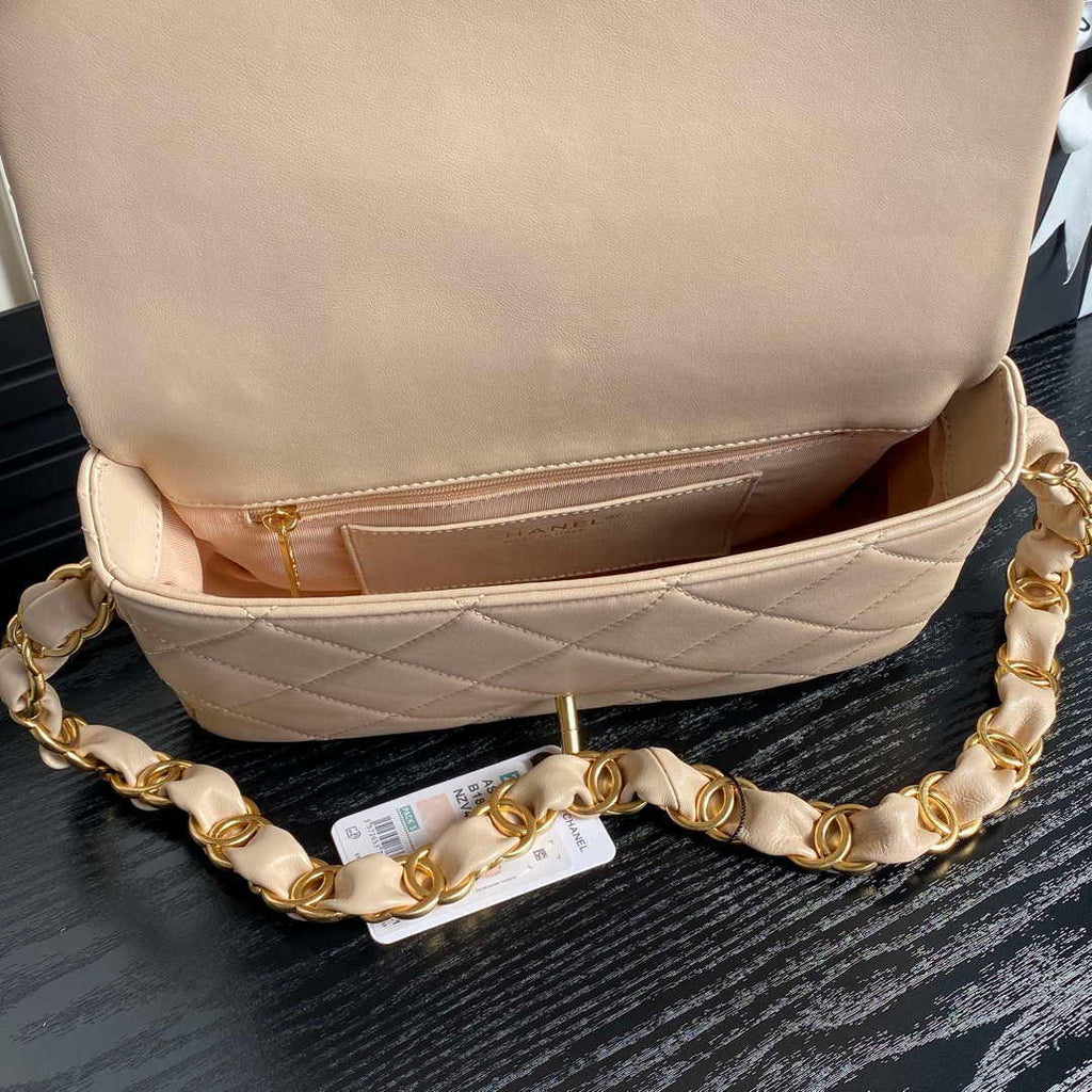 Chanel AS5176 Flap Bag 24K Lambskin Apricot