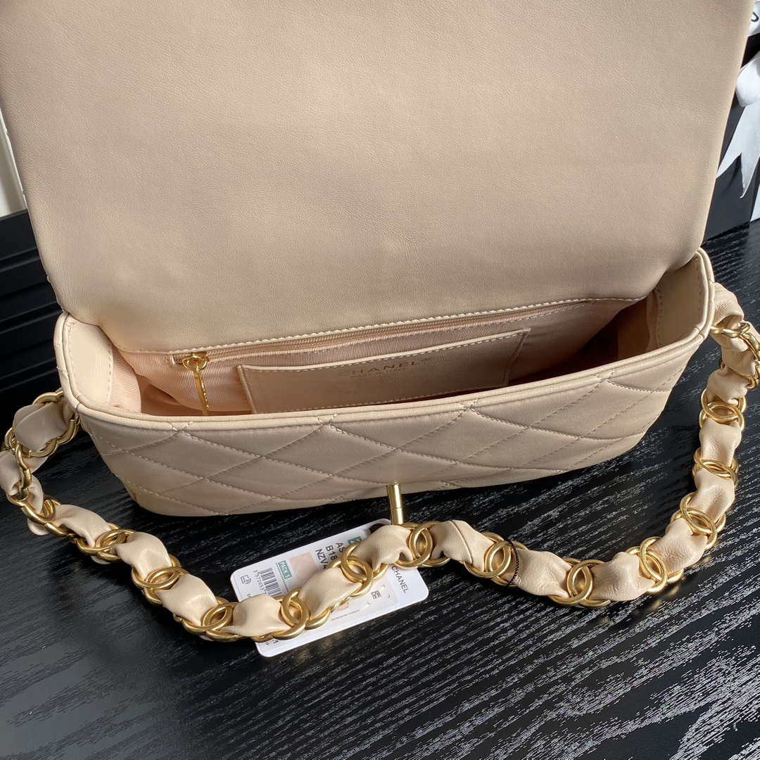 Chanel AS5176 Flap Bag 24K Lambskin Apricot
