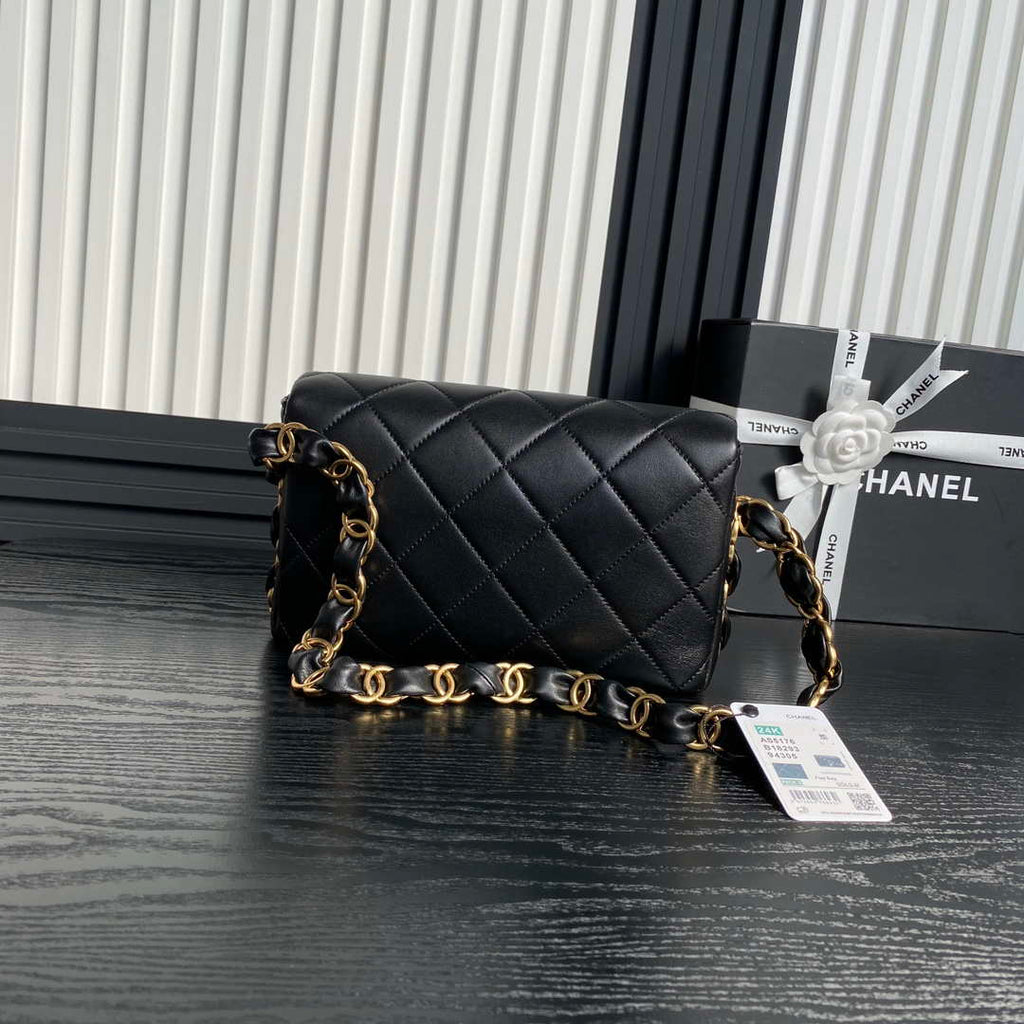 Chanel AS5176 Flap Bag 24K   Black