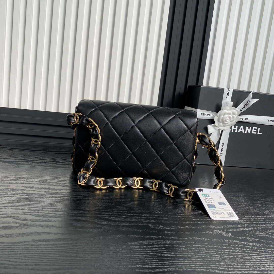 Chanel AS5176 Flap Bag 24K   Black