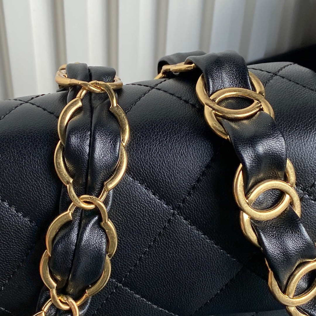 Chanel AS5176 Flap Bag 24K   Black