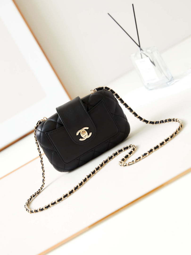 Chanel AS5178 Evening Chain Bag Lambskin Gold-Tone Metal Black - Default Title - View 1