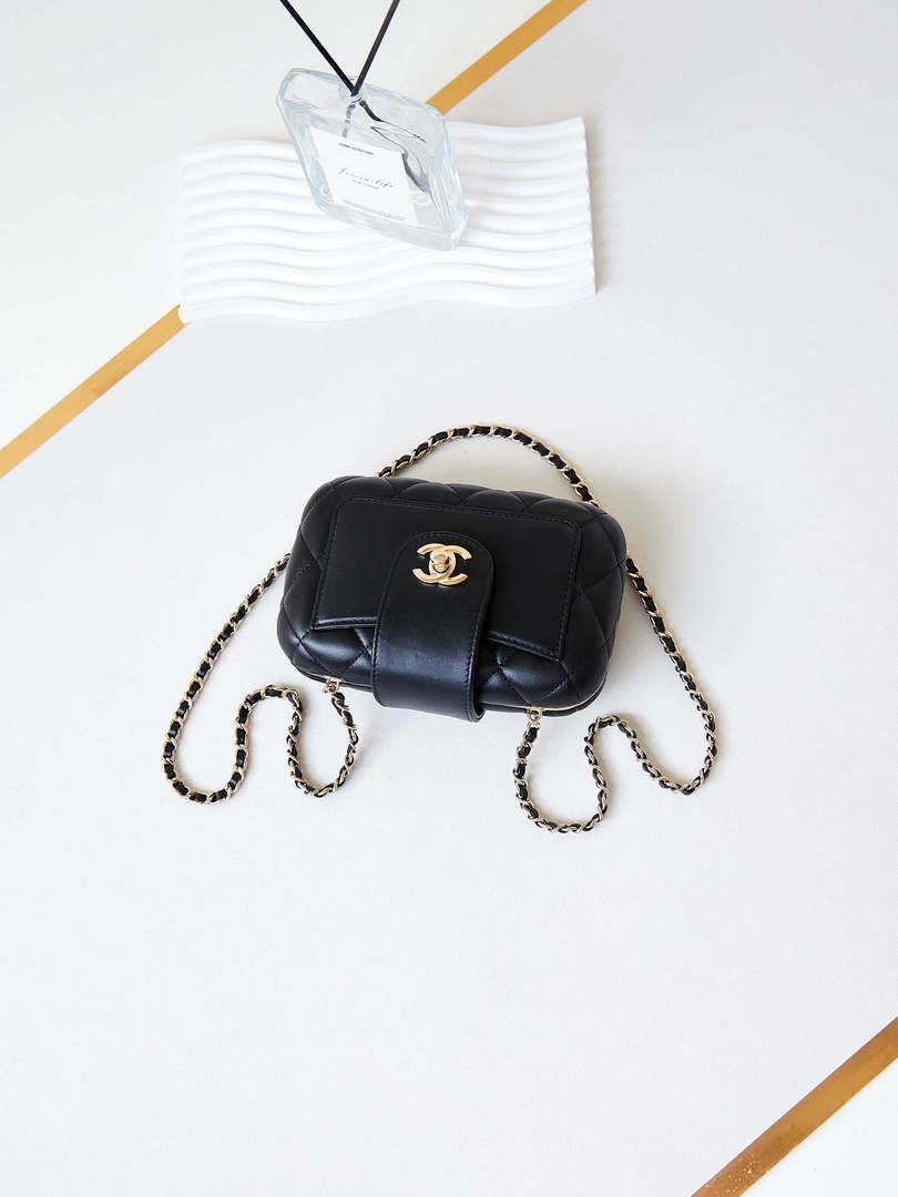 Chanel AS5178 Evening Chain Bag Lambskin Gold-Tone Metal Black - Default Title - View 7