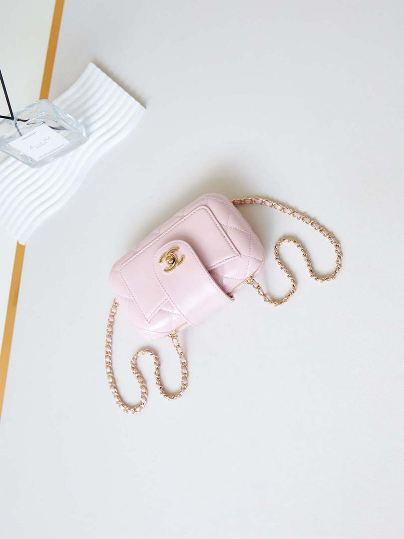 Chanel AS5178 Evening Chain Bag Lambskin Gold-Tone Metal Pink