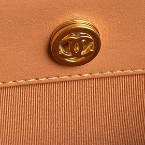 Chanel AS5192 Small Tote Shiny Lambskin & Gold-Tone Metal  Camel - Default Title - View 7