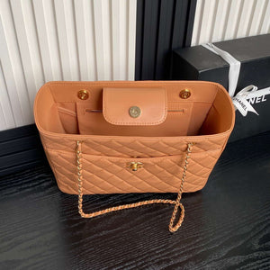 Chanel AS5192 Small Tote Shiny Lambskin & Gold-Tone Metal  Camel - Default Title - View 8