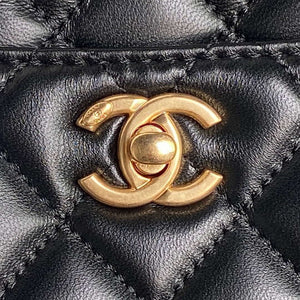 Chanel AS5192 Small Tote Shiny Lambskin & Gold-Tone Metal Black - Default Title - View 3