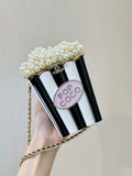 CHANEL AS5217 Resin  Enamel Imitation Pearls & Gold-Tone Metal  White Black & Light Pink