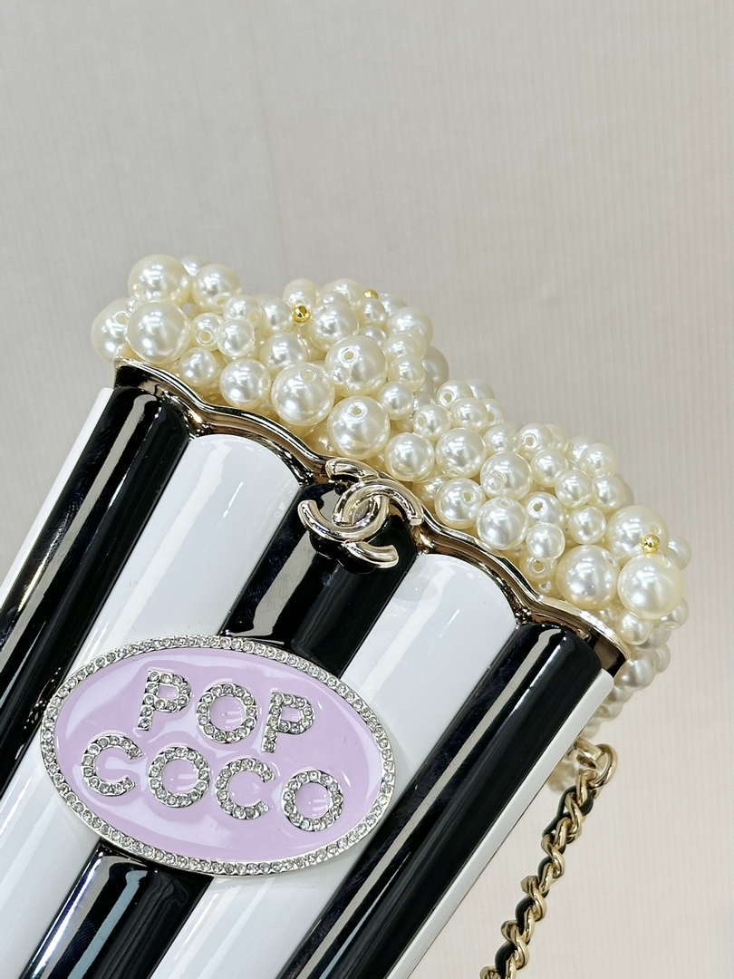 CHANEL AS5217 Resin  Enamel Imitation Pearls & Gold-Tone Metal  White Black & Light Pink